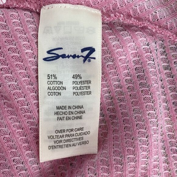 ❤️Last Chance Seven7 Pink Cotton Blend Handkerchief Hem Waffle Top size L - Picture 7 of 10